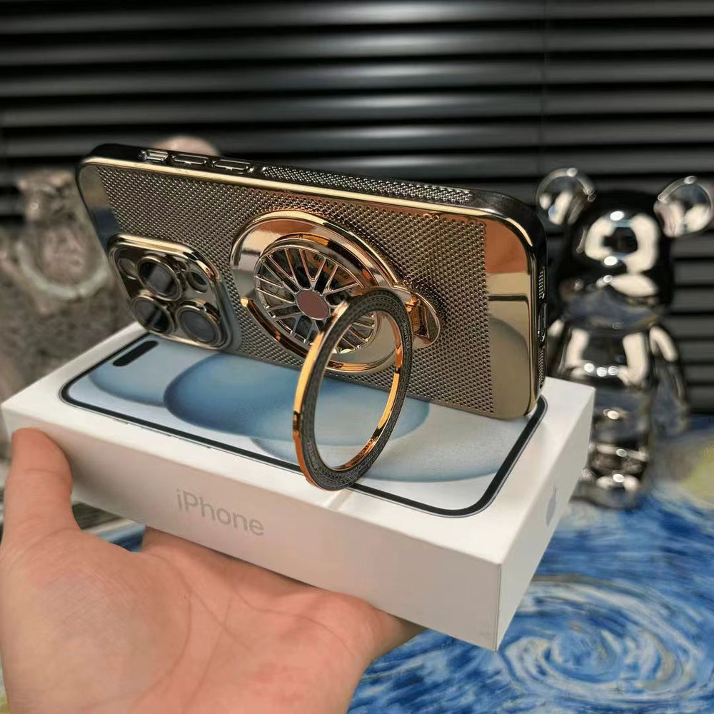 Suitable for iphone 17 air phone case, gyro bracket, electroplated breathable cooling mesh case, apple 16 anti-fall hard case