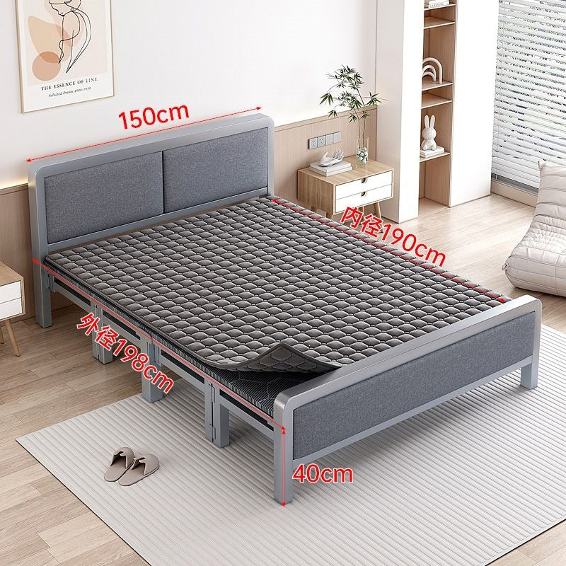 For homefoldable bed iron frame single lunch break rental house portable double bed iron frame simple hard bed economical