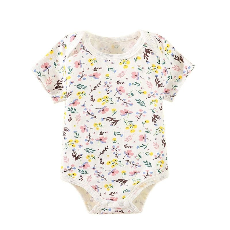 Baby romper spring autum triangle crawling short-sleeved male and female baby cotton 0-1 year old jumpsuit girl butt wrap