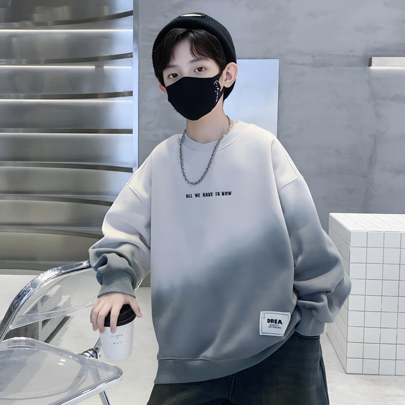 Boys' gradient hoodie - spring/autumn  new style, trendy kids' streetwear, autumn top, boy's base layer, cool & edgy