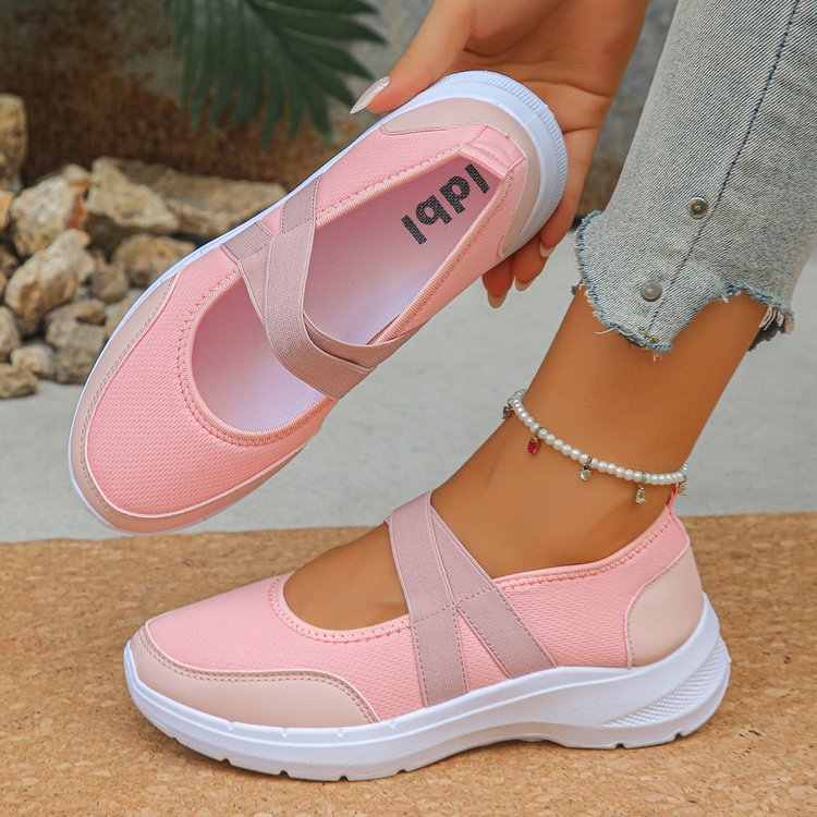 spring and summer new arrivalexportcasualflats women's thick sole flying woven breathable velcro casual mesh plus size women's shoes