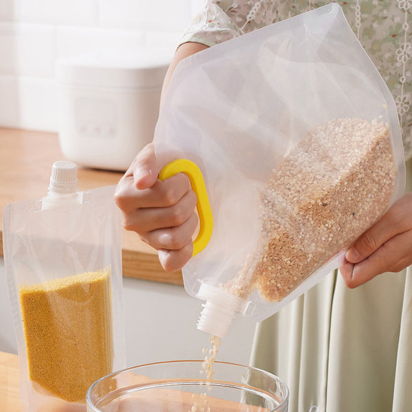 Transparent grain storage bag, rice moisture-proof sealed packaging bag, thickened portable suction nozzle bag manufacturer wholesale