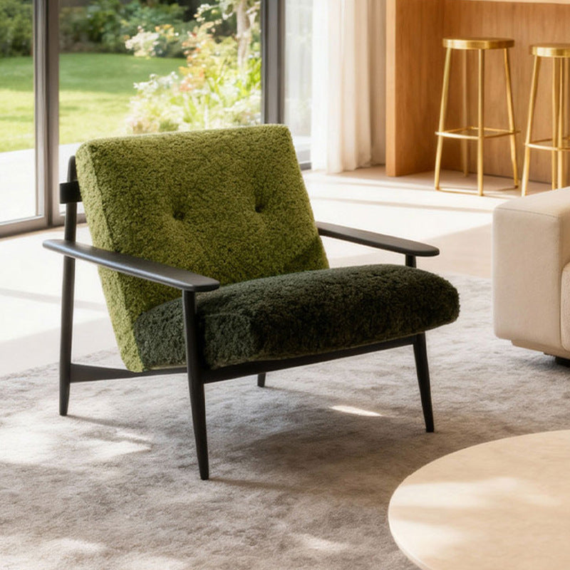 Italian minimalist living room retro solid wood casual chair designer modern casualaccessible luxury fabric single sofa chair