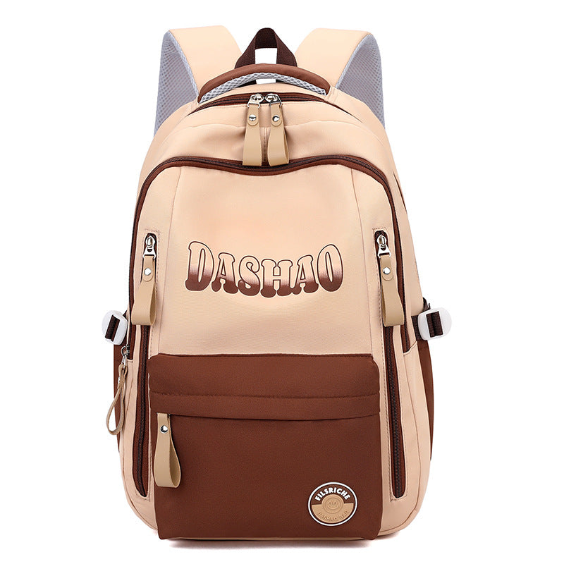 Spring and summer new high school students large-capacity schoolbag lightweight weight backpack primary school students simple and strong backpack