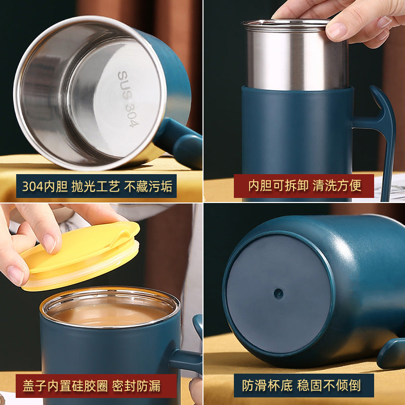 304 stainless steel water cup tea cup for home mug student cup with lid milk cup gift logo