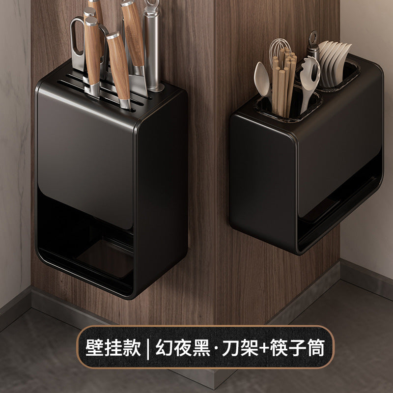 Kitchen chopstick tube rack non-punching wall-mounted wall drain acrylic chopstick cage chopstick basket storage box knife holder