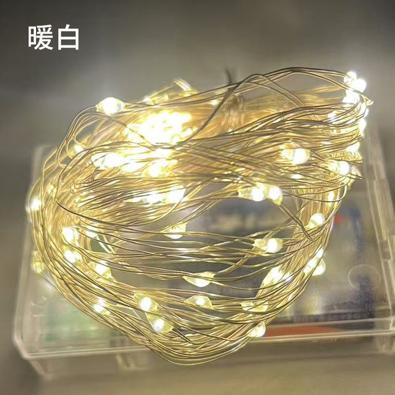 LED copper wire light with small colorful lights Bobo ball battery box copper wire light string Christmas bouquet USB decorative light string