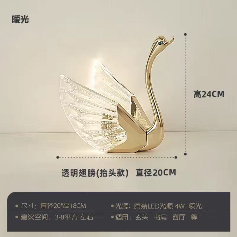Swan table lamp new arrival table lamp high-end wedding gift popular bedside table charging ins style bedroom bedside lamp