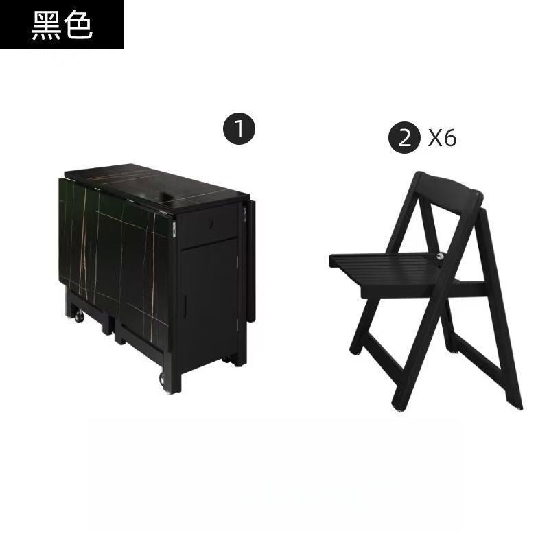 Movable foldable dining table small apartment dining table multifunctional for home high-end solid wood table foldable dining table and chairs