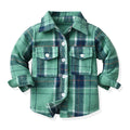 Boys' long-sleeve shirt - autumn collection, new export style, winter brushed fabric, children's clothing, spring/autumn mid-to-large size plaid shirt top