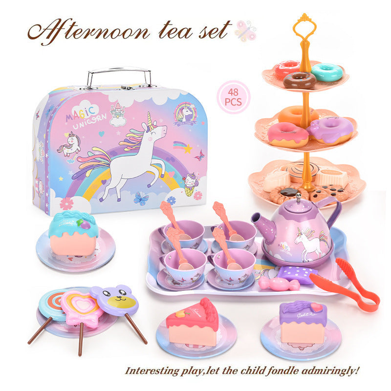 Cross-border export girl play house afternoon tea tea set simulation dessert cake coffee coffee break portable gift box