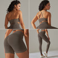 New arrival cross-border fashionpure color beautiful back high elastic yoga clothes four-piece set running sports bra fitness yoga pants for women