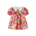 New chinese style children's dress -  summer collection: oil painting rose floral print with bow detail, girls' princess dress
