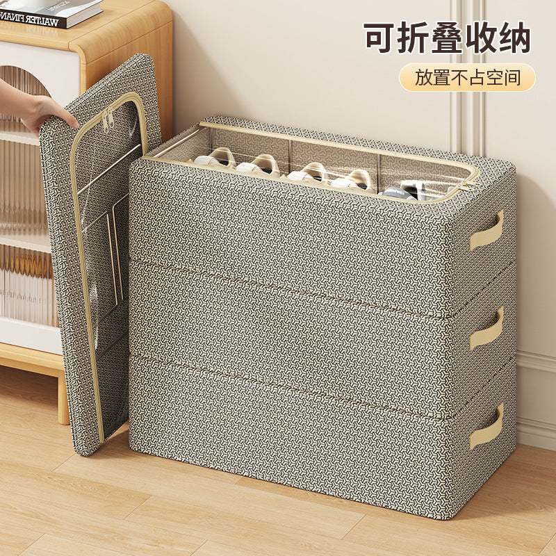 Interlock pattern installation-free home shoe storage box, thickened steel frame, foldable storage box, under-bed shoe organizer