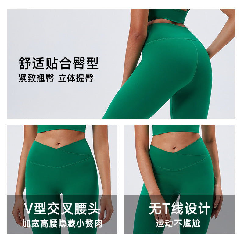 Eco-friendly recycled fabric slimming yoga pants - high-waisted, tummy-control running leggings - v-shape versatile fitness pants - quick-dry