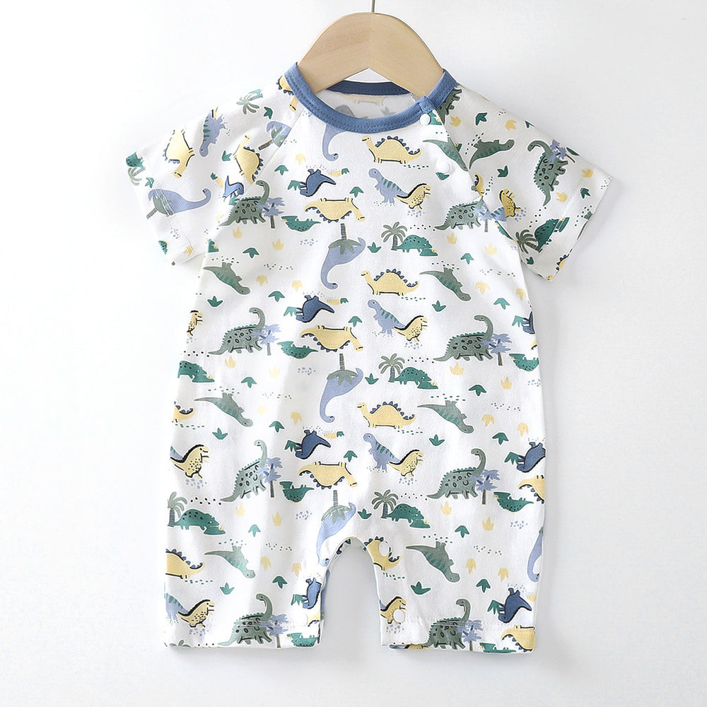 Baby clothes summer thin pure cotton air-conditioning clothes pajamas newborn baby short-sleeved onesie baby outing khaki crawling
