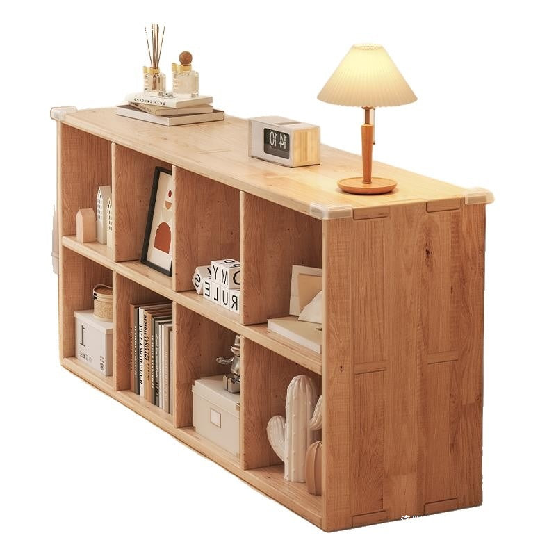 Solid wood storage rack floor-standing wall bookcase combination storage cabinet kindergarten cabinet storage cabinet for home plaid cabinet