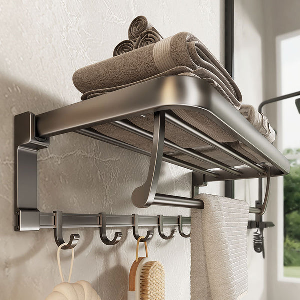 No punching gun gray bath towel rack towel rack foldable wall hanging bathroom pendant toilet bathroom toilet rack