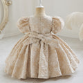 Girls' formal dress - court style mini dress - toddler puff sleeve bow dress - princess dress - cute performance costume