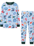 Exclusively for foreign trade platforms: children's pajama sets, autumn and winter styles, featuring unique dinosaur designs for boys, long-sleeved loungewear sets