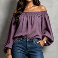 new european and american style independent store: sexy off-the-shoulder elasticated loose long-sleeve shirt