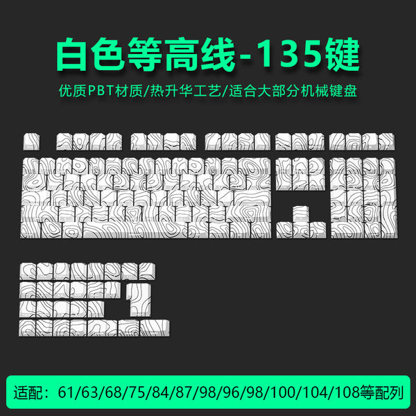 Factory spot wholesale contour keycaps, original height five-sided hot sublimation pbt material side engraved font light transmission