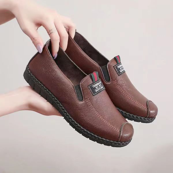 Soft leather soft bottom ladieswear shoes flatsabrasion resistantwaterproofbows work shoes wechat group purchase live broadcast one piece dropshipping
