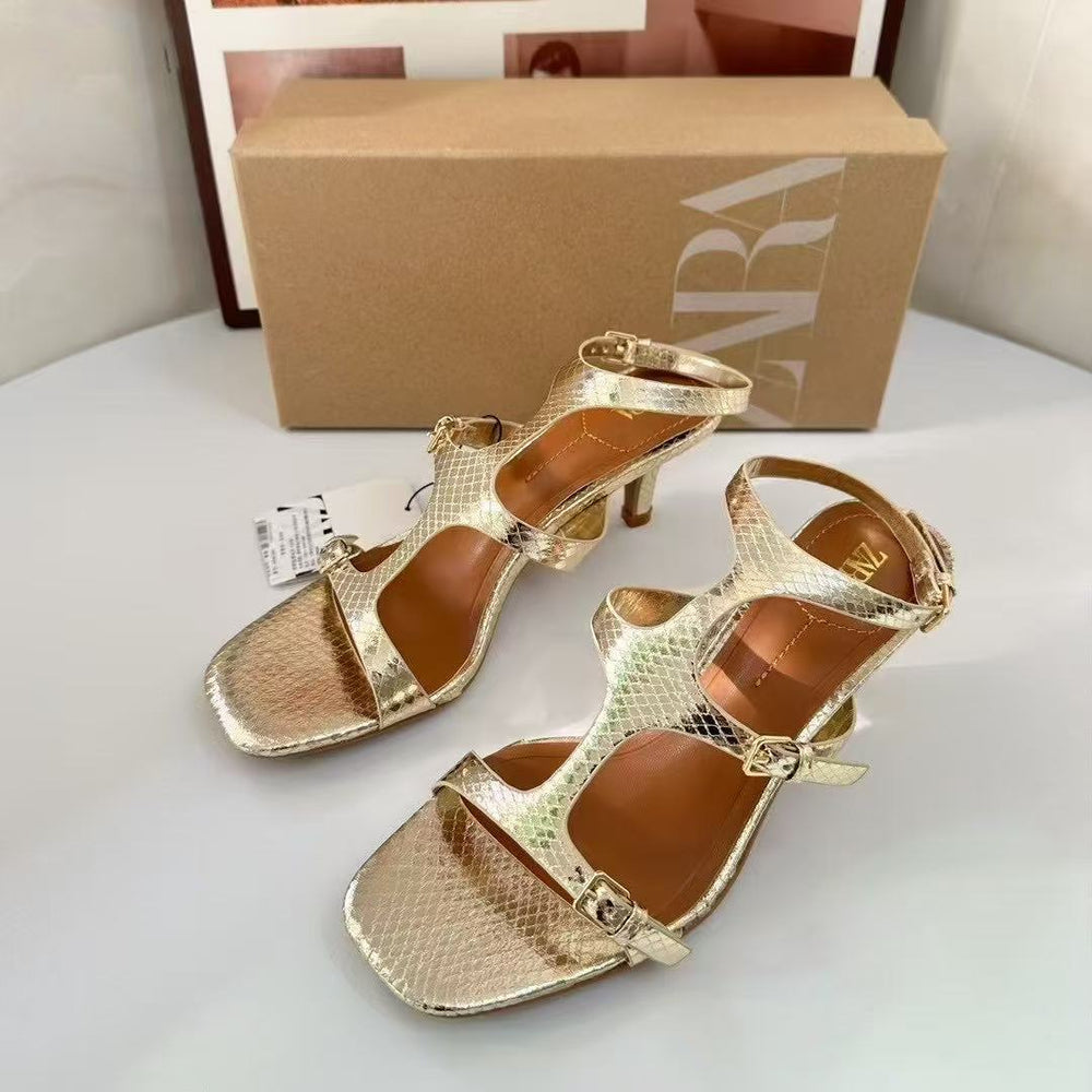 Za's 2025 spring/summer new women's shoes: low-heeled, elegant, socialite-style pumps with ankle strap