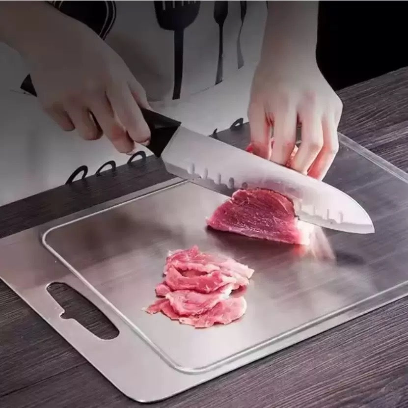 stainless steel groove antibacterial and mildew-proof 304 cutting board household double-sided stainless steel cutting board chopping board