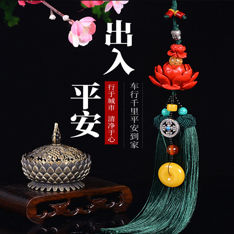 Car pendant pendant car rearview mirror hanging ornament chinese knot car lanyard safe entry and exit handmade safe car hanging