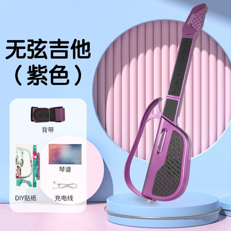 new children's smart stringless guitar stackable bluetooth connected bass music enlightenment instrument toy for boys and girls