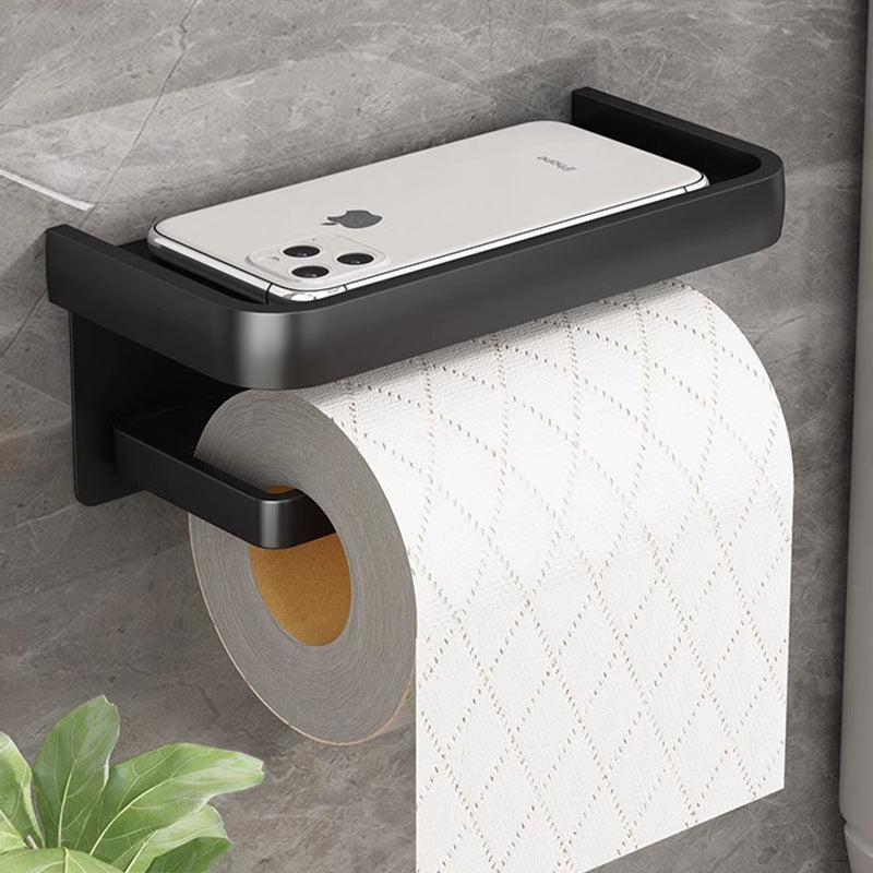 No punching black paper towel holder roll paper holder storage rack toilet bathroom tissue box mobile phone toilet paper holder roll paper