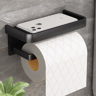 No punching black paper towel holder roll paper holder storage rack toilet bathroom tissue box mobile phone toilet paper holder roll paper
