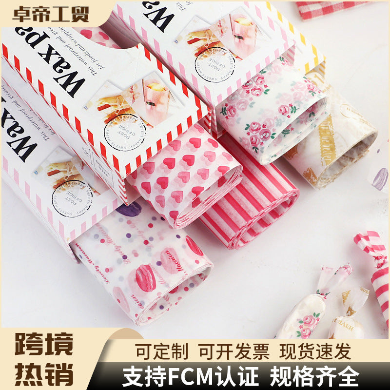 Waxed paper snack mat paper printed food packaging paper oil-proof baking wax paper sandwich wrapping paper oil-absorbing paper wholesale