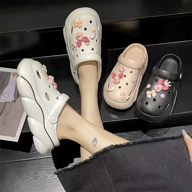 Women's clogs summer wholesale outdoor wear 2024 new thick sole beach couple closed toe half slippers women's sandals