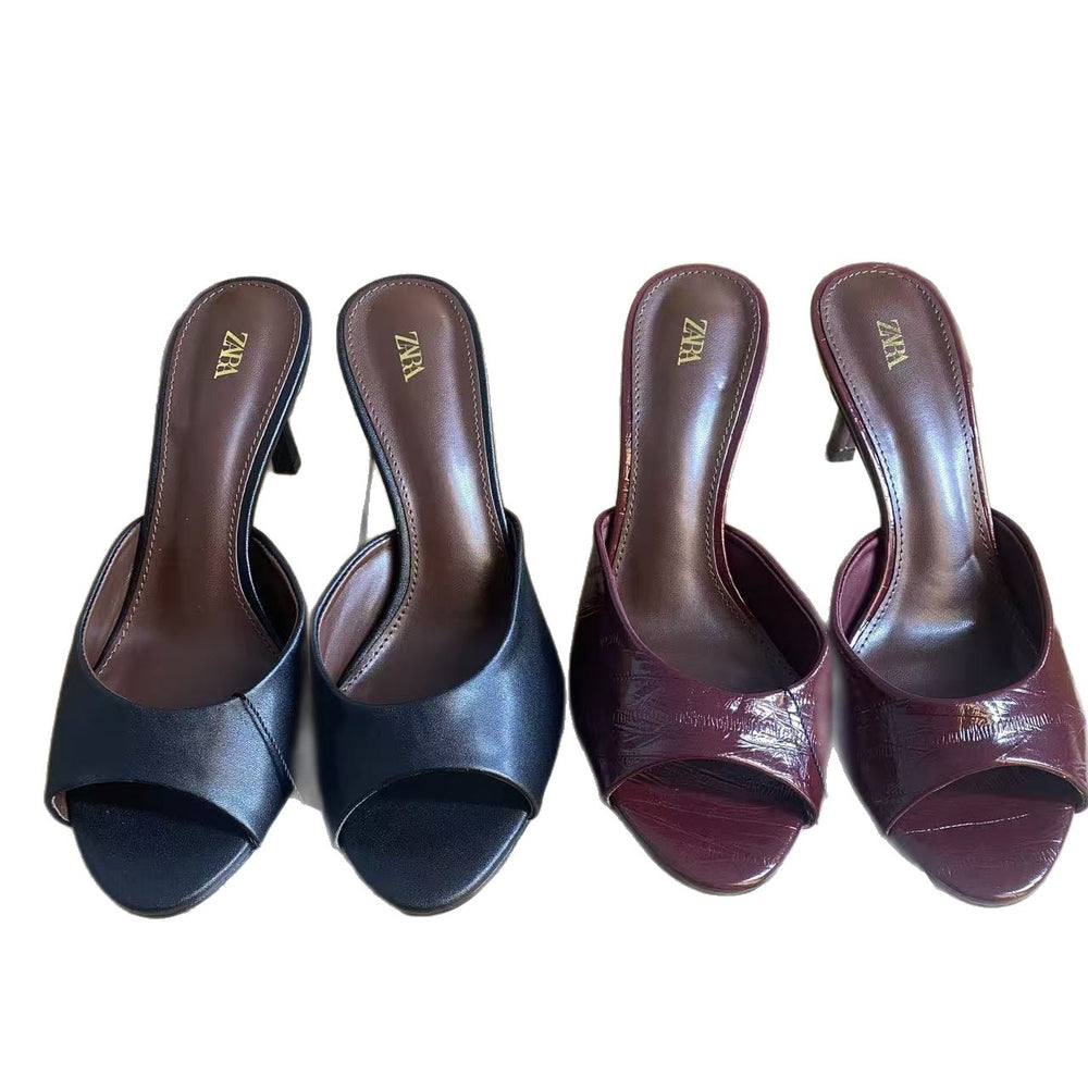 Za2025 spanish spring/summer off-white pointed-toe mules, stiletto heel closed-toe sandals, fairycore fashion