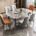 Nordic light luxury rock slab dining table and chair set - compact home, eight-person table, minimalist rental apartment dining table