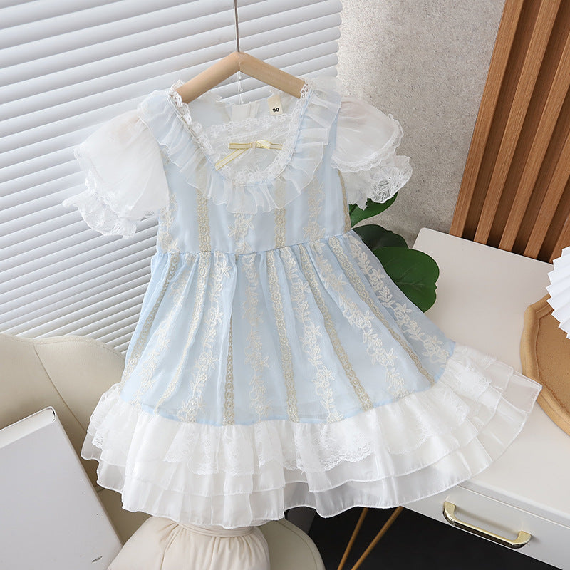 Girls' summer princess dress  new korean style little girl's dress children's sweet tulle skirt gown