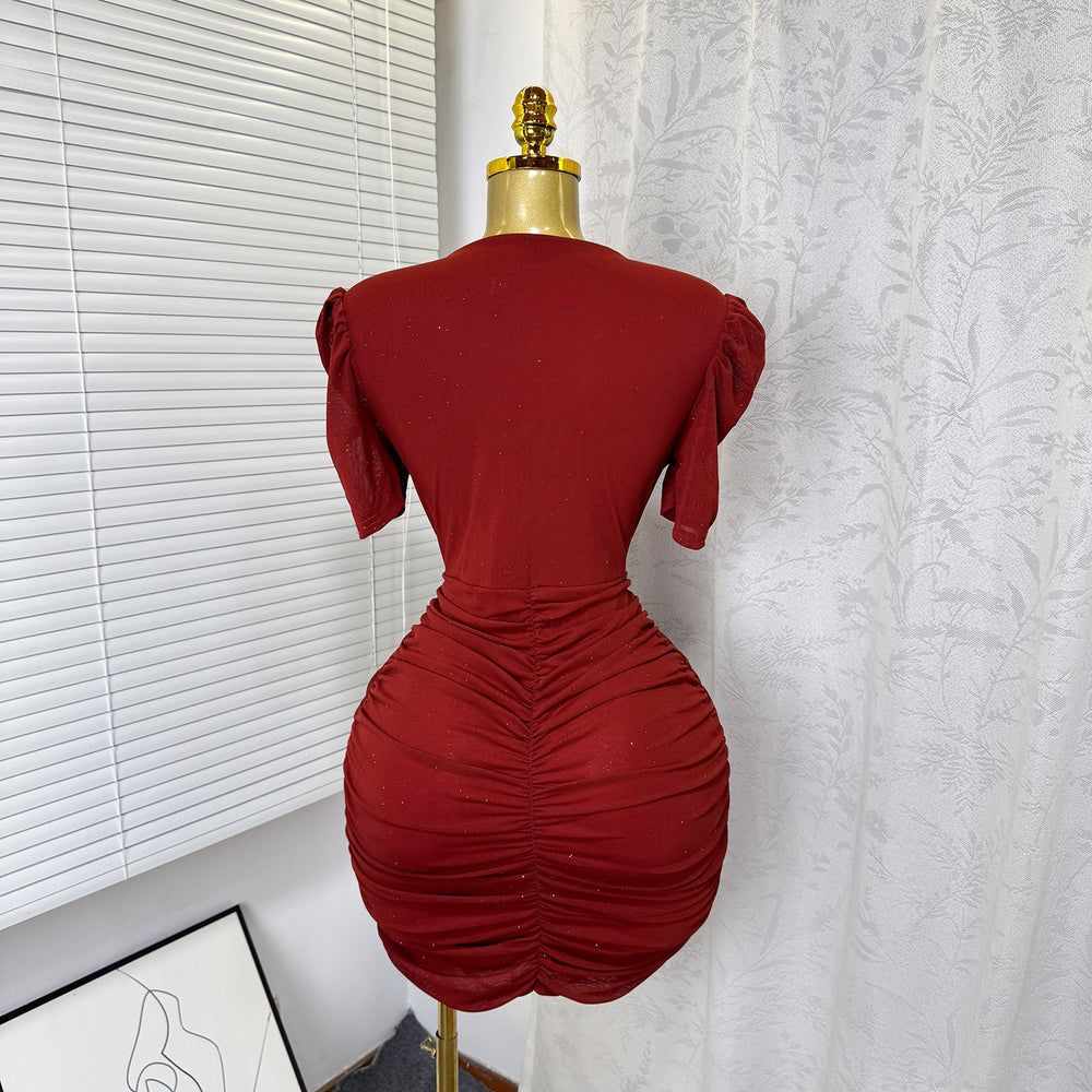 Exportfashion stylesexy silm hip-hugging dress women's summer pure lust style silmelegant elastic mesh pleated skirt