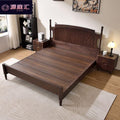 North american black walnut solid wood bed - all solid wood, french retro, mid-century style, high-end master bedroom log bed, wedding bed