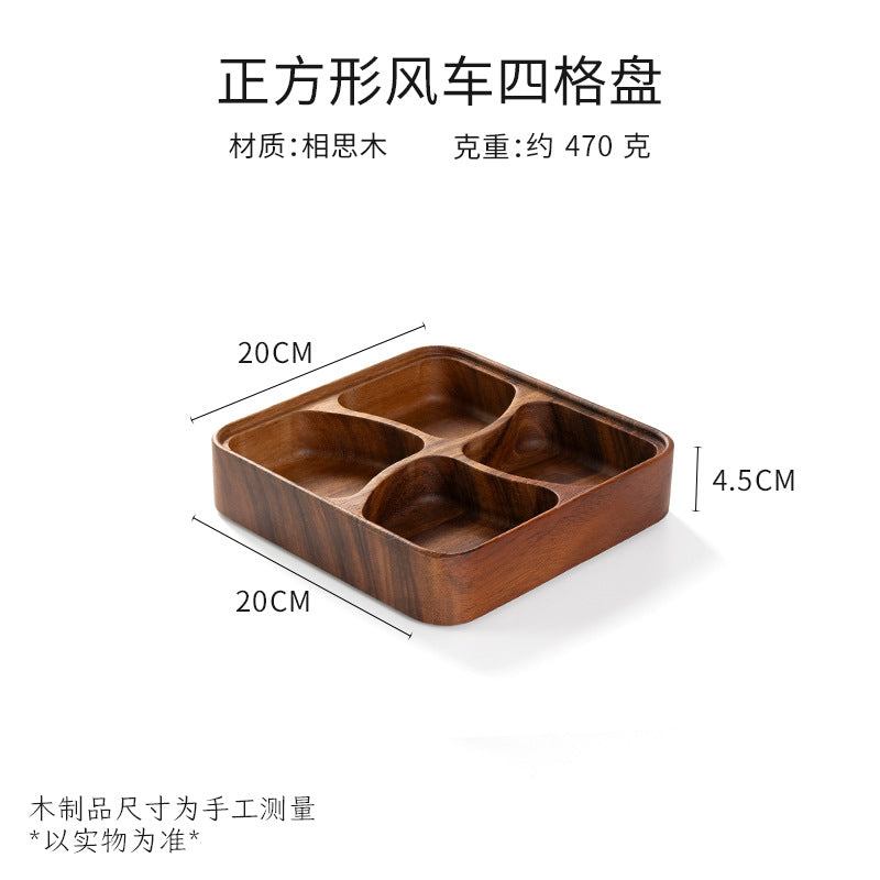 Walnut wood fruit platter solid wood round salad bowl dish dinner plate household kids fruit plate wholesale wooden tray