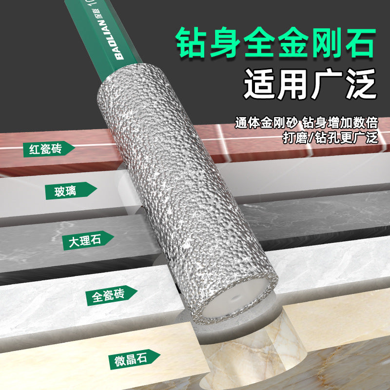 Grinding and drilling all-in-one hole opener, special grinding head for trimming, hexagonal handle, dry diamond drill bit for ceramic tiles and glass