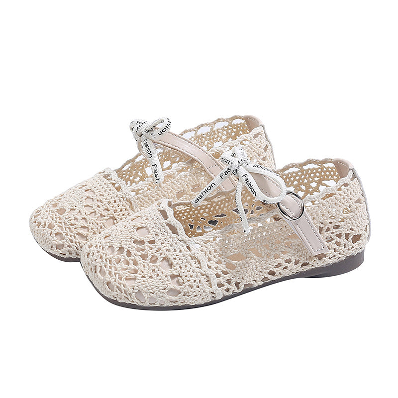 Kids sandals summer new arrival baby baotou pure color princess shoes girls woven cut out soft bottomnon-slip toddler shoes