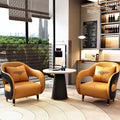 Minimalist commercial reception area casual sofa small round table set hotel reception negotiation table and chairs business leather sofa