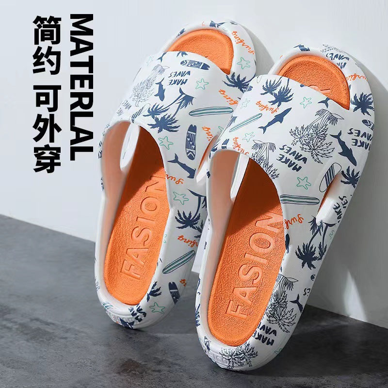 Men's slippers for summer outwear trendy ins beach home stepping on shit bathroom thick sole couple men's sandals wholesale