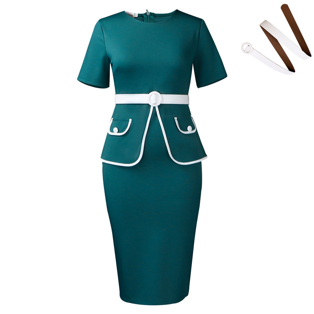 D3339  women's fashion european and american style elegant stretch bodycon short sleeve office lady african plus size dress
