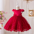 new product flying sleeves beaded first birthday dress embroidered bows fluffy trailing skirt flower children's clothing catwalk performance costume