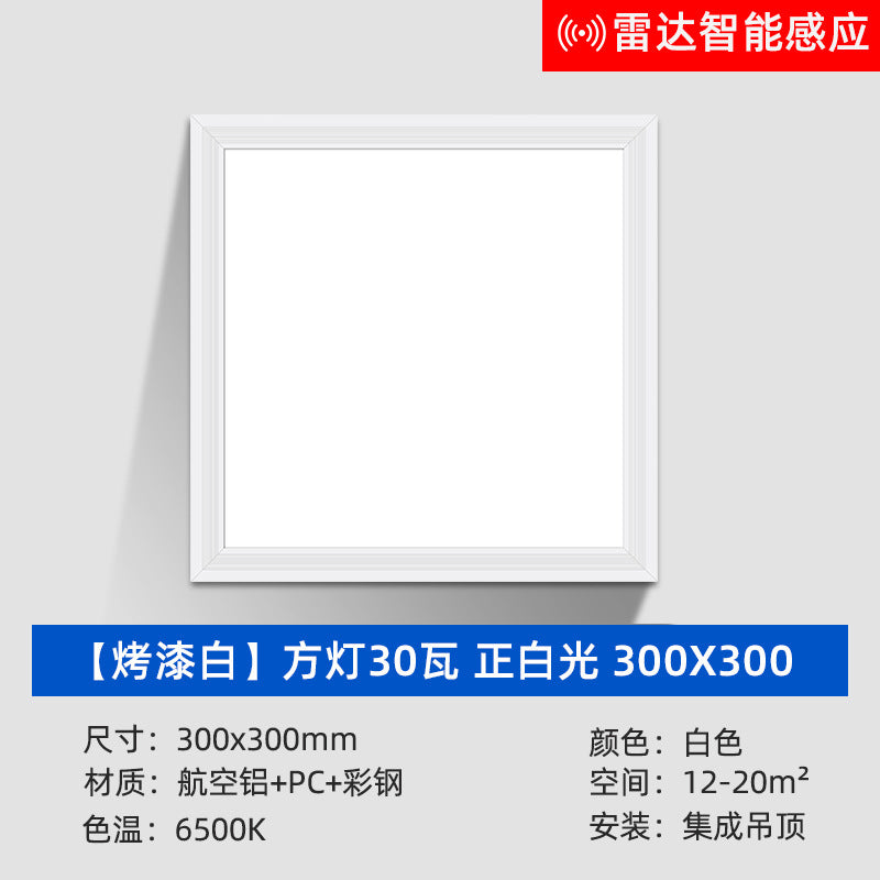 Led integrated ceiling smart panel light - bathroom, hallway, radar & motion sensor, aluminum clip-in, sound control flat panel light