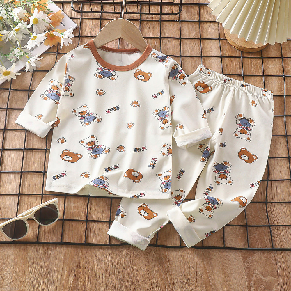 Kids' pajama set spring lycra cotton baby underwear boys' loungewear girls' thermal underwear children's clothing wholesale
