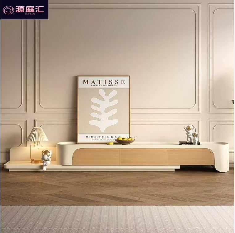 Solid wood slate coffee table cream style living room for home wood color large and small apartment floor cabinet accessible luxury stretch tv cabinet